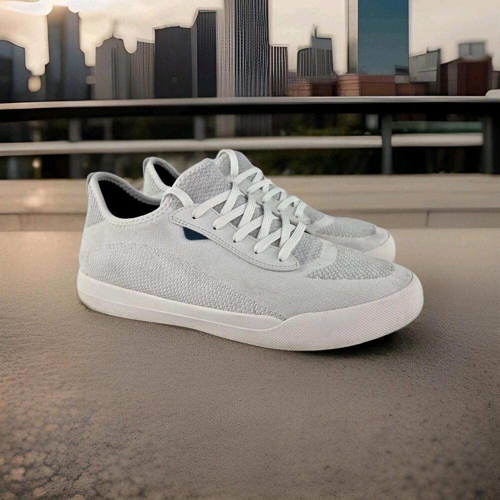 Vessi Women's Lightweight Knit Sneakers in Light Gray and White